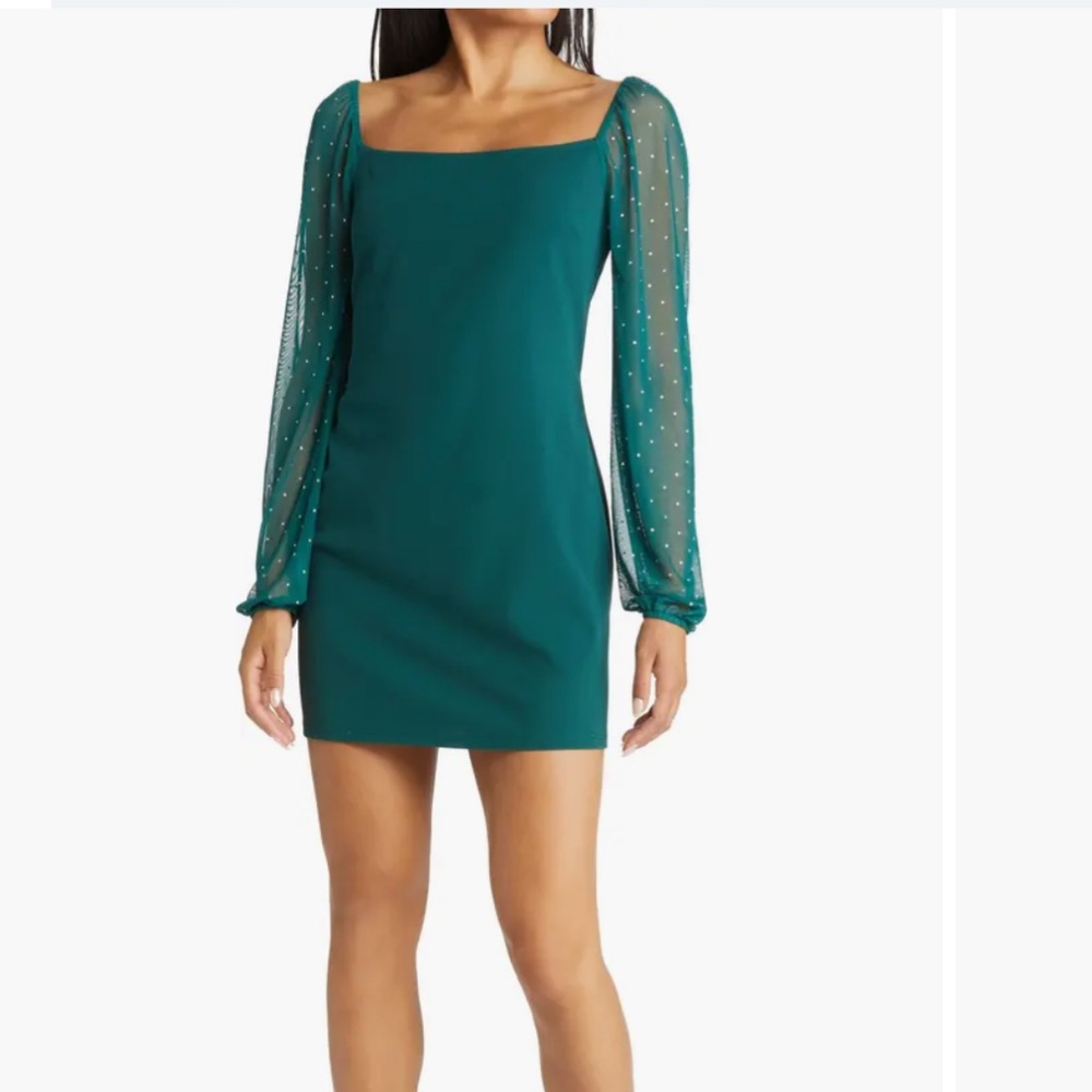 JUMP rhinestone sleeve mini dress